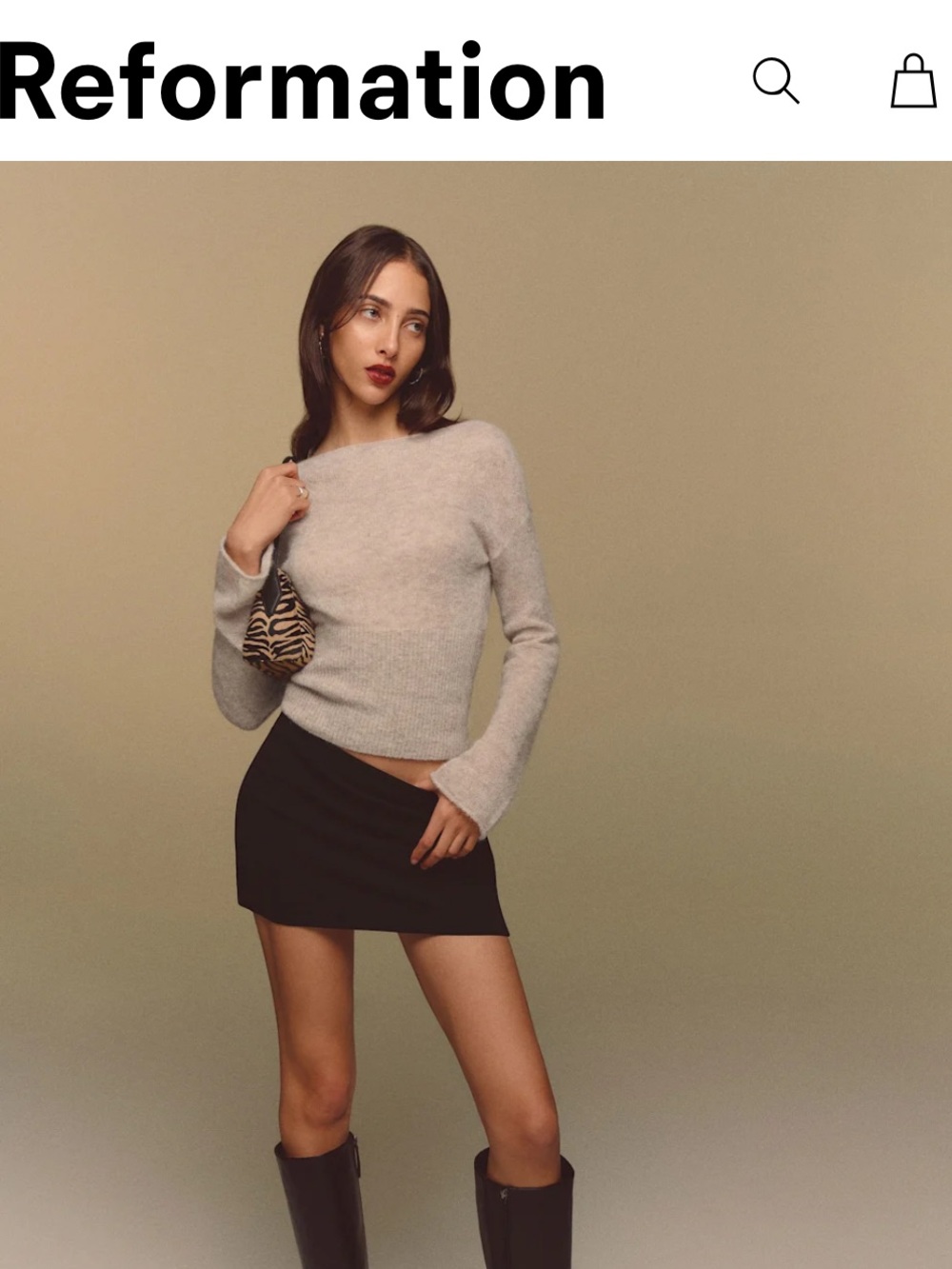Reformation Carla Low Waist Mini Skirt in Black